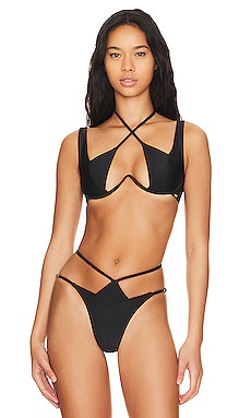 Frankies Bikinis Nick Ribbed Top in Black