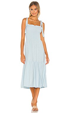 Nation LTD Farin Smocked Midi Dress in Blue Skies | REVOLVE