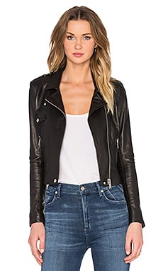 NATIVE STRANGER Leather Biker Jacket in Black | REVOLVE