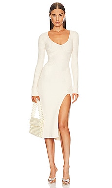 Product image of NBD x Marianna Hewitt Saskia Boucle Midi Dress with Slit. Click to view full details