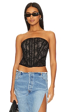 by the way. Alice Strapless Lace Bustier in Black
