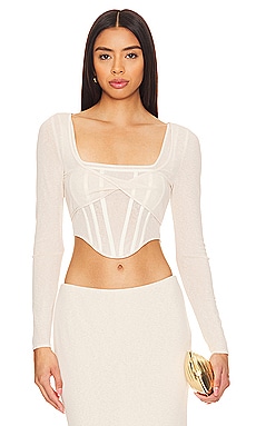 Something Special Long Sleeve Corset Top - Ivory/combo