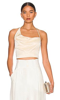 NICHOLAS Frances Asymmetrical Crop Top in Milk