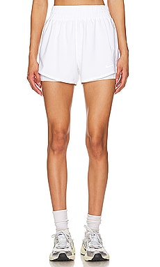 Nike One Dri-FIT High Waisted 2 in 1 Shorts in White & Reflective Silver from Revolve.com
