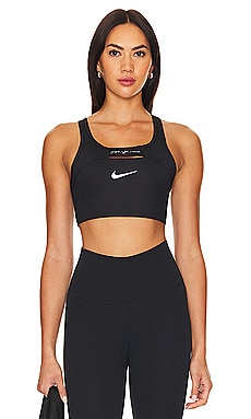 Nike Women's Pro Indy Sports Bra (Black/White, Large)