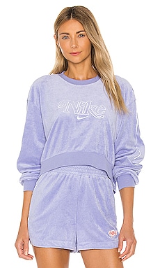 nike women's retro femme terry cropped crew sweatshirt