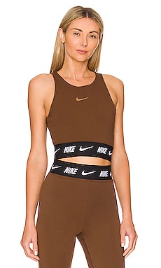 Nike Crop Tape Top in Cacao Wow