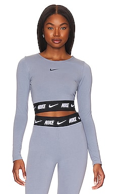 Product image of Nike NSW Crop Tape Top. Click to view full details