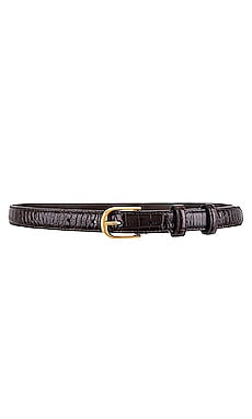 NILI LOTAN Jane Croc Belt in Dark Brown & Shiny Brass NILI LOTAN $295 
