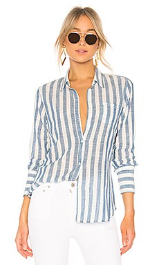 ANINE BING Mika Shirt in Blue & White Stripe
