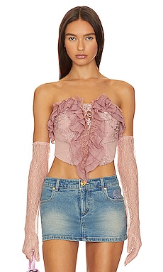 Dotted Mesh Lace Bodysuit Whistful Mauve