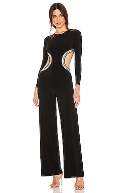 Stud Long Sleeve Cut Out Jumpsuit Norma Kamali $375 BEST SELLER