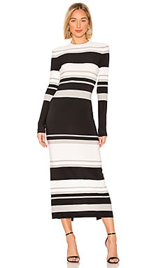 Norma Kamali Crew Neck Dress in Irregular Stripe | REVOLVE