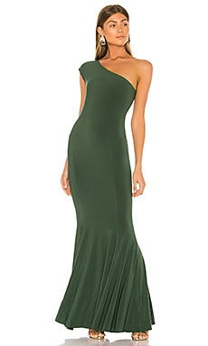 one shoulder belted fishtail evening dress