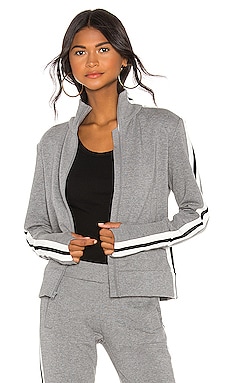 Norma Kamali Side Stripe Turtle Jacket in Medium Heather Grey & Engineered  Stripe | REVOLVE