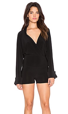 Norma Kamali KAMALI KULTURE Batwing Romper in Black | REVOLVE