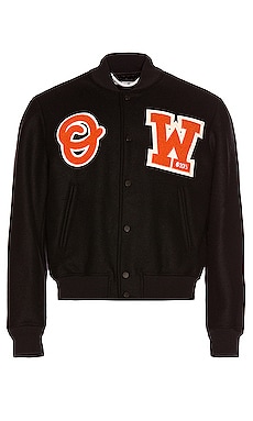 Product image of OFF-WHITE OW Patch Varsity Jacket. Click to view full details