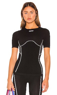 OFF WHITE Athletic Logo Seamless T Shirt in Black White REVOLVE