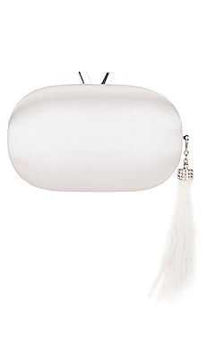 Product image of olga berg Jenna Feather Tassel Clutch. Click to view full details