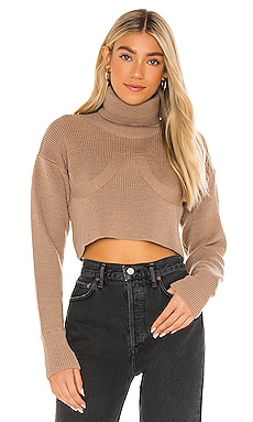 Tan Knit Top - Sweater Crop Top - Brown Knit Bra