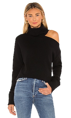 Others Follow OW174542 Club House Cut Out Shoulder Sweater in Quiet Shade 