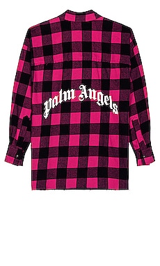 Curved Logo Flannel Overshirt Palm Angels