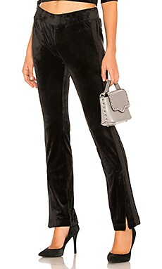 Pam & Gela Slide Slit Velvet Track Pant in Black | REVOLVE