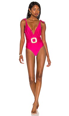 Plunge Belted One Piece PatBO $228 