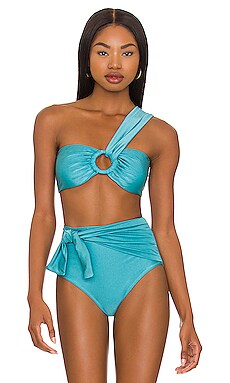 One Shoulder Bikini Top PatBO $135 