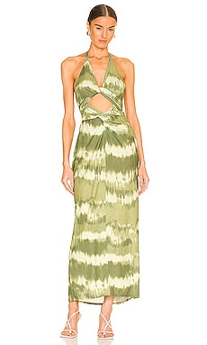 NICHOLAS Ambra Halter Neck Gown with Necklace in Forest