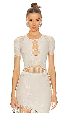 ANINE BING Crochet Top in Cream REVOLVE