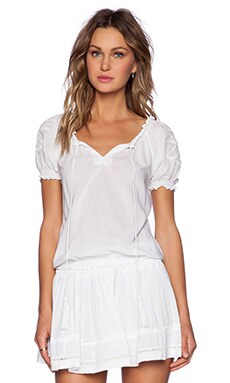 Pia Pauro Ladies Embroidered Sleeve Top in White | REVOLVE