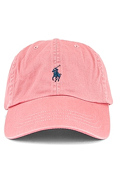 white polo hat with pink horse