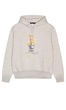 Polo Ralph Lauren bear print magic fleece hoodie in grey marl