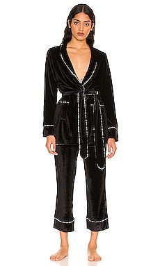 Velvet Wrap Jacket and Cropped Pant Pajama Set Plush $146 