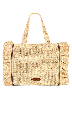 The Sogno Beach Tote with Ruffle Poolside