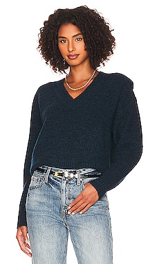 Product image of PISTOLA Camille V Neck Shoulder Pad Sweater. Click to view full details