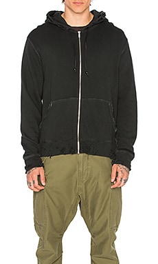 R13 Vintage Zip Up Hoodie in Washed Black REVOLVE