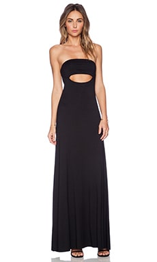 Norma Kamali Strapless Tailored Terry Side Slit Gown in Dark