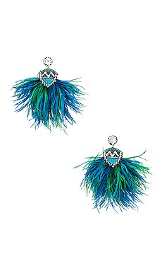 Embellished Feather Earrings Ranjana Khan $550 