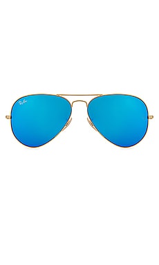 Ray-Ban Round Double-Bridge RB3647 Glass Sunglasses - Gold/Silver Gradient Flash Mirror - Standard