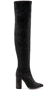 RAYE x REVOLVE Farley Boot in Black Glitter Stretch | REVOLVE