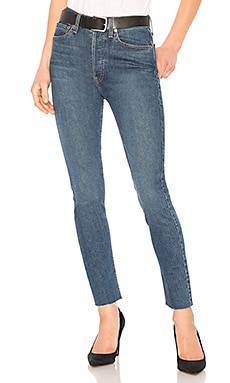 

Прямые джинсы originals high rise ankle crop - RE/DONE, Синий, Укороченные
