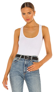 RE/DONE White Ribbed Tank Bodysuit