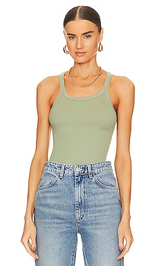 RE/DONE x Hanes Ribbed Tank Top in Basil