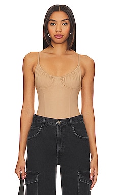 Aritzia Wilfred Shine Bustier Top Deep Taupe XS