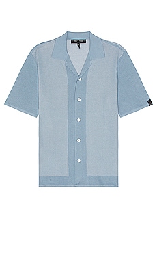 Harvey Cotton Knit Camp Shirt - Denim Blue