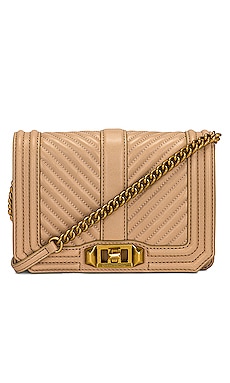 Rebecca Minkoff Small Chevron Quilted Love Leather Crossbody Bag Latte