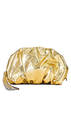 Rebecca Minkoff Ruched Clutch in Solid Gold from Revolve.com