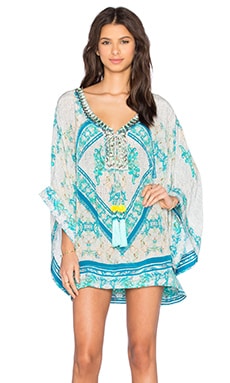 ROCOCO SAND Striped Paisley Embroidered Crepe Short Kaftan in Paisley ...
